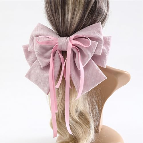 Haarspangen Mit Schleife Für Damen Sommer Retro große Schleife lange schwimmende Haarnadel Spleißen Streifen Pferdeschwanz Clip von MXMZSRTH