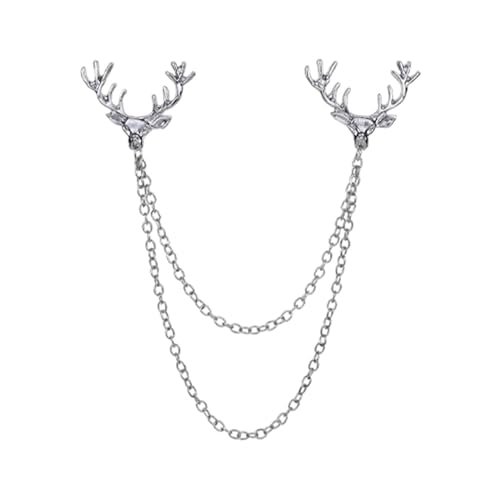Kragennadeln Männer und Frauen Brosche Kette Quaste Brosche Kragen Pin Kleidung Zubehör(Silver) von MXMZSRTH