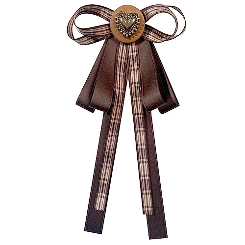 Krawatten für Damen College-Stil Vintage Hemd Fliege Verlängerung weibliche Graduierung Liebe Kaffee braun Fliege Brosche Pin(Coffee 1) von MXMZSRTH