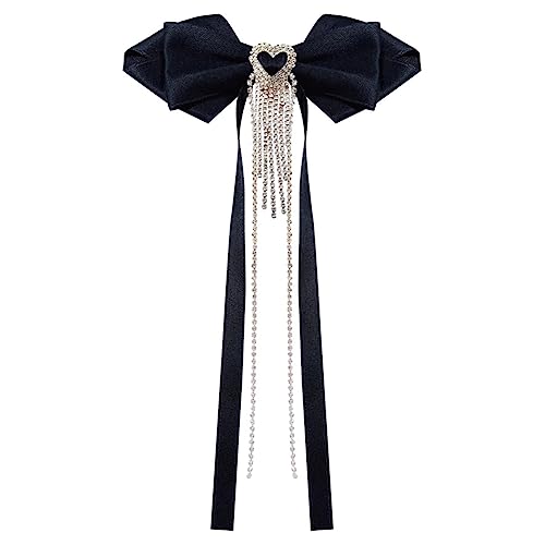 Krawatten für Damen Vintage Kleine Parfüm Stil Herz Strass Quaste Fliege Fliege Weibliche Jk Design Hemd Brosche Dekoration(Black 1) von MXMZSRTH