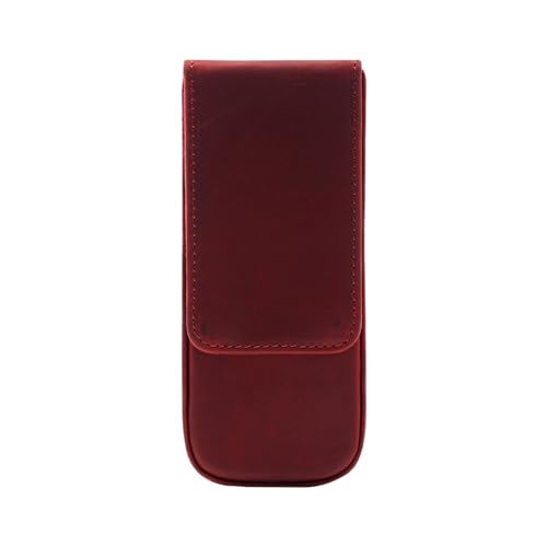 MXMZSRTH Federmäppchen aus Leder Leder-Stiftetui, 3 Stück, handgefertigt, Schubladentyp, Studenten-Stift-Organizer (Farbe : Wine red, Size : 16.5x7x3cm) von MXMZSRTH