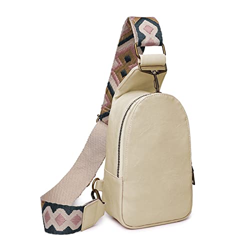 MXMZSRTH Frauen Sling Brusttasche Damen-Umhängetasche aus PU-Leder mit einer Schulter, einfache Brusttasche(Bianco) von MXMZSRTH
