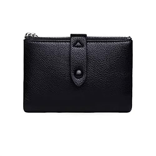 MXMZSRTH Geldbörse wechseln Einfache Damen-Geldbörse mit Reißverschluss, kurz, zweifach gefaltet (Farbe : Black, Size : 14x3x10cm) von MXMZSRTH