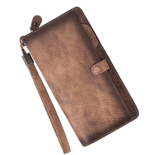 MXMZSRTH Punk Geldbörse Herren Clutch aus Leder im Vintage-Stil mit Reißverschluss und Mehreren Karten und Geldklammer(Colour 1) von MXMZSRTH