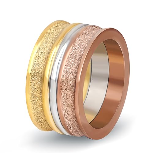MXMZSRTH Titanring Herren- und Damenring aus Titanstahl. Ring aus gebürstetem dreifarbigem Edelstahl(8#) von MXMZSRTH