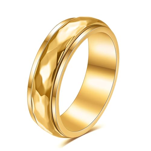 MXMZSRTH Titanring Personalisierter Herren-Freizeitring Mit Drehringschliff Aus Titanstahl(Gold,10#) von MXMZSRTH