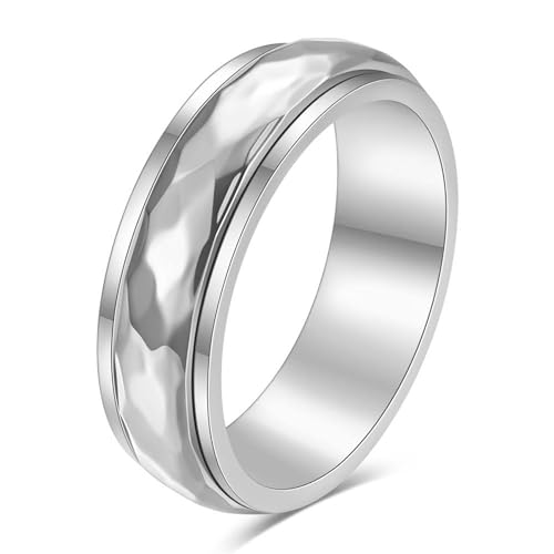MXMZSRTH Titanring Personalisierter Herren-Freizeitring Mit Drehringschliff Aus Titanstahl(Silver,7#) von MXMZSRTH