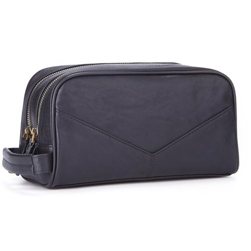 Reise-Kulturbeutel für Damen und Herren Multifunktionale Kosmetiktasche aus Leder. Herren-Clutch aus Leder mit doppelter Schicht von MXMZSRTH