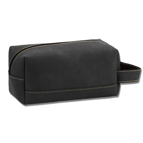 Reise-Kulturbeutel für Damen und Herren PU Vintage personalisierte Herren- und Damen-Kosmetiktasche zur Aufbewahrung von Toilettenartikeln (Farbe : Black, Size : 19x10cm) von MXMZSRTH