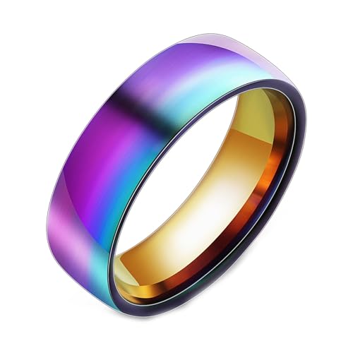 Titanring Personalisierter galvanisierter siebenfarbiger Titanstahlring for Männer und Frauen, lässiger Punk(12#) von MXMZSRTH