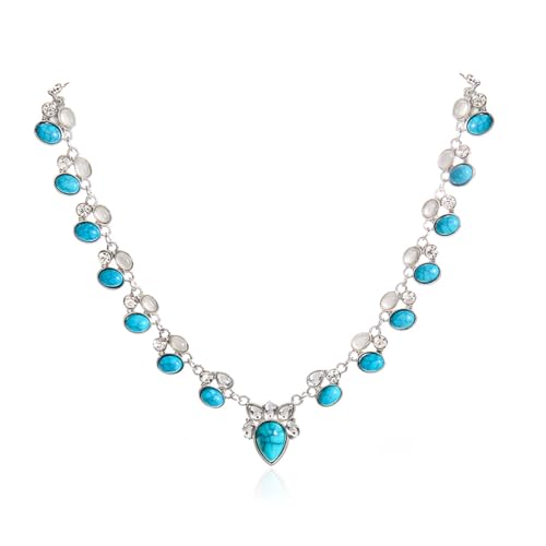MXUHUI Vintage Teardrop Türkis Y-Form Anhänger Halskette für Frauen Lange Western Bohemian Handmade Kristall Perlen Kette Halsketten von MXUHUI