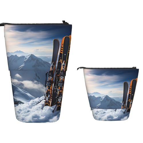 Stehendes Federmäppchen, großes Fassungsvermögen, Teleskop-Federmäppchen, bunte Musiknoten, Pop-Up-Bleistiftetui, einziehbare Bleistifttasche, tragbarer Stifthalter, Organizer, Make-up-Tasche für von MXZERFKGLA