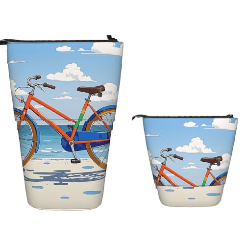 Stehendes Federmäppchen, großes Fassungsvermögen, Teleskop-Federtasche, Rose und Yorkie-Welpe, Pop-Up-Bleistiftetui, einziehbare Bleistifttasche, tragbarer Stifthalter, Organizer, Make-up-Tasche für von MXZERFKGLA