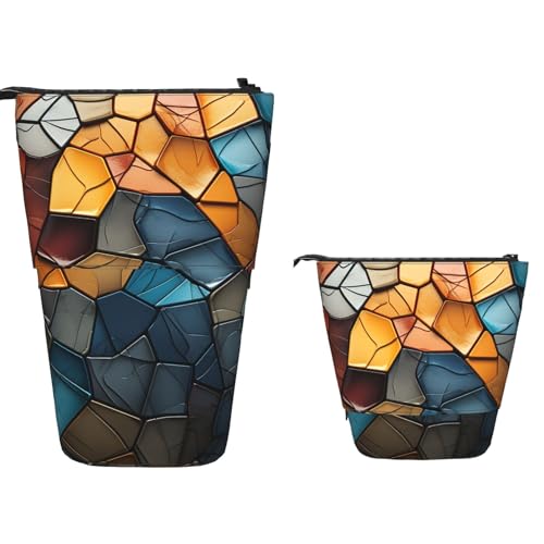 Stehendes Federmäppchen, großes Fassungsvermögen, Teleskop-Federtasche, Wilder Wolf im Feuer, Pop-Up-Bleistiftetui, einziehbare Bleistifttasche, tragbarer Stifthalter, Organizer, Make-up-Tasche für von MXZERFKGLA