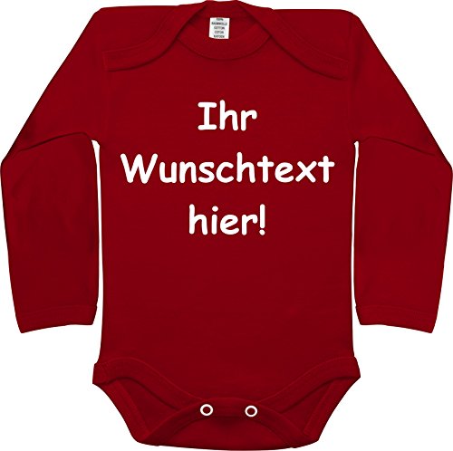 Baby Body (lang, Uni Rot, Größe: 70/80) - mit Name/Wunschtext von MY-BABY-SHOP