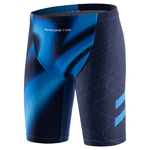 MY KILOMETRE Badehose Jungen Endurance Jammer Badeanzug Kinder Schwimmhose für Teen Blau-L von MY KILOMETRE