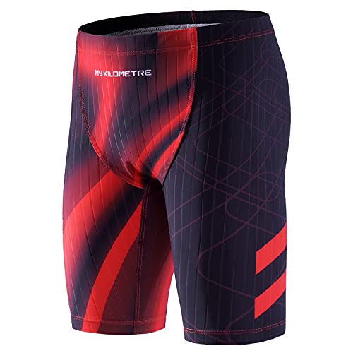 MY KILOMETRE Badehose Jungen Endurance Jammer Badeanzug Kinder Schwimmhose für Teen DunkelRot-L von MY KILOMETRE