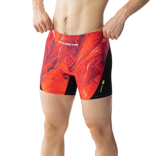 MY KILOMETRE Herren Badehose Schwimmhose Square Cut - Performance Schnelltrocknende Jammer für Training Wettkampf - Kurze Hose mit Tunnelzug von MY KILOMETRE