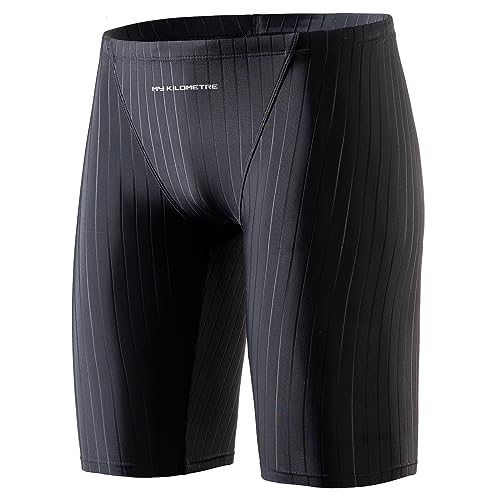 MY KILOMETRE Herren Jammers Lang Badehose Schwimmen Badeanzug Jammer (DE/NL/SE/PL, Alphanumerisch, XXL, Regular, Regular, Pures Schwarz) von MY KILOMETRE