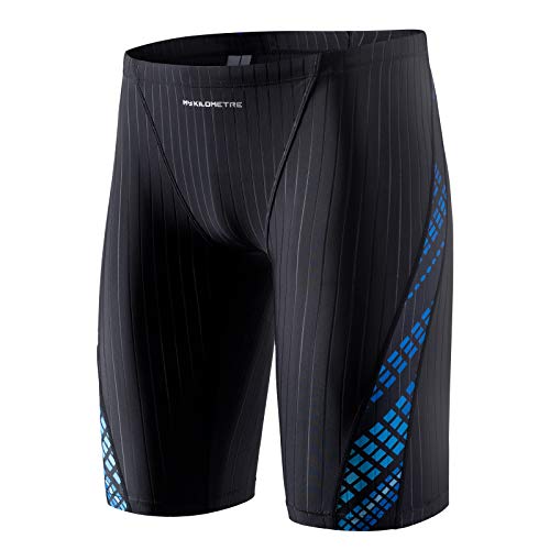 MY KILOMETRE Herren Jammers Lang Badehose Schwimmen Badeanzug Jammer (DE/NL/SE/PL, Alphanumerisch, XL, Regular, Regular, Schwarz Blau) von MY KILOMETRE