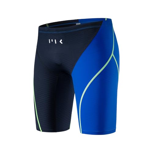 MY KILOMETRE Herren Lange Jammer – Gewebte Badehose Chlorresistente, Schnell Trocknende Lagenschwimmhose mit Kordelzug für Wettkampf & Training UPF 50+ von MY KILOMETRE