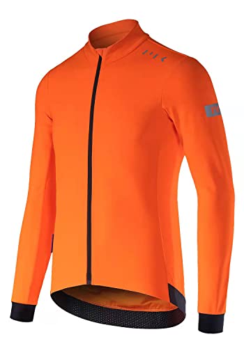 MY KILOMETRE Herren Thermo Fahrrad-Trikot Langarm Radtrikot MTB Jersey mit Reißverschluss Taschen Orange M von MY KILOMETRE