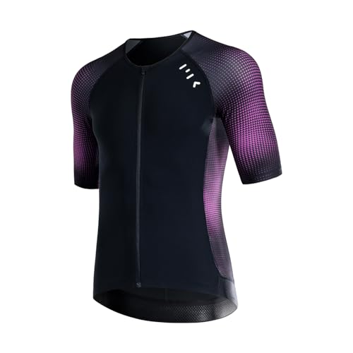 MY KILOMETRE Herren Triathlon Oberteil Kurzarm - Vollreißverschluss Fahrradtrikot mit 2 reflektierenden Rückentaschen, Schnelltrocknend UPF 50+（Braun XL） von MY KILOMETRE