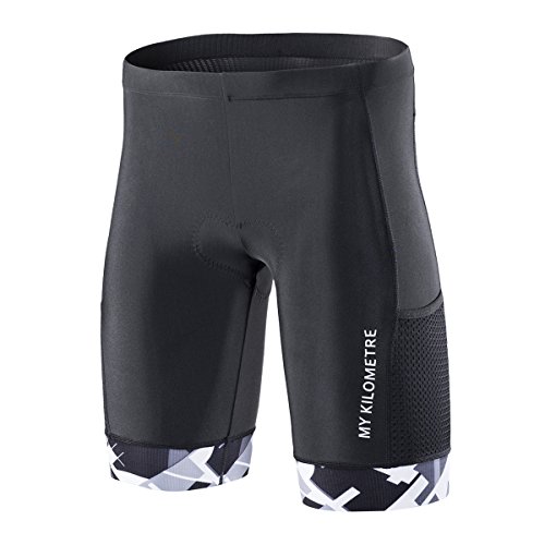 MY KILOMETRE Triathlon Shorts Herren – Professionelle Radhose mit Kordelzug, Atmungsaktiv & Schnelltrocknend, 2 Seitentaschen für Langdistanz‑Rennen von MY KILOMETRE