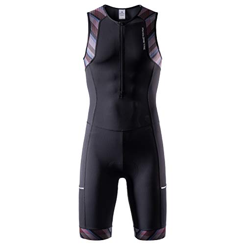 MY KILOMETRE Herren Triathlon Anzug ärmellos – Atmungsaktiver & schnelltrocknender Trisuit mit 2 Seitentaschen – Für Schwimmen, Radfahren & Laufen von MY KILOMETRE