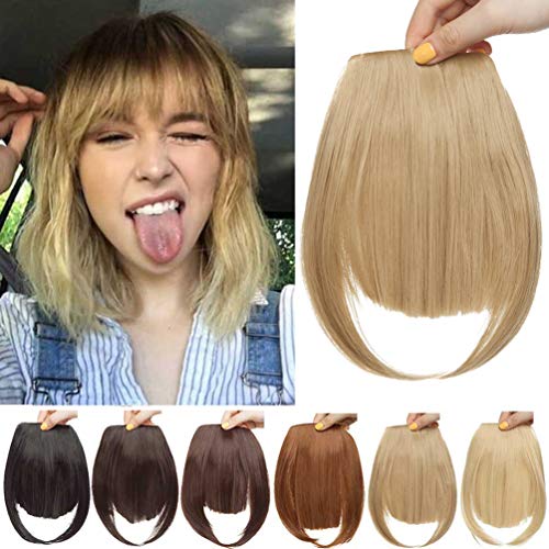 Clip in Extensions Pony Haarteil Natürliche Haarverlängerung 1 Stück 2 Clips Glatt Kunsthaar wie Echthaar für Frauen Aschblond von MY-LADY