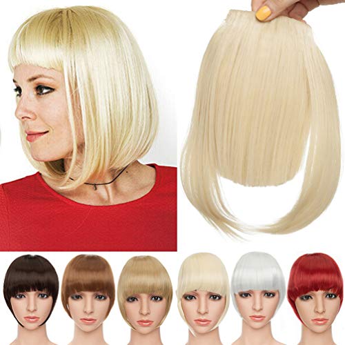 Clip in Extensions Pony Haarteil Natürliche Haarverlängerung 1 Stück 2 Clips Glatt Kunsthaar wie Echthaar für Frauen Gebleichtes Blond von MY-LADY
