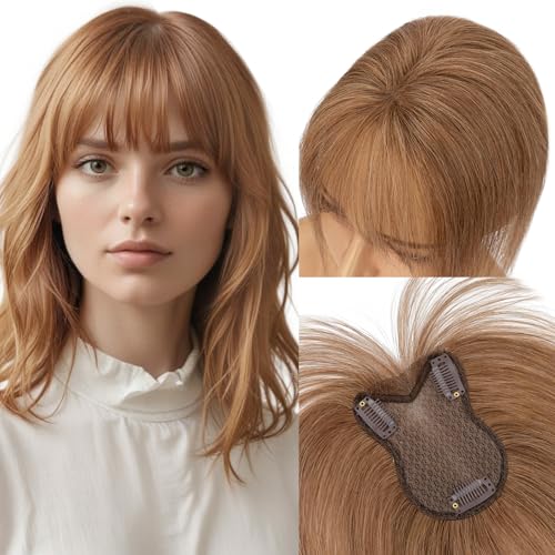 MY-LADY Clip in Pony Haarteile Echthaar 360°Abdeckung Haar Toppers für Frauen Dünnes Haar 21g 11inch #06 Hellbraun Hair Topper von MY-LADY
