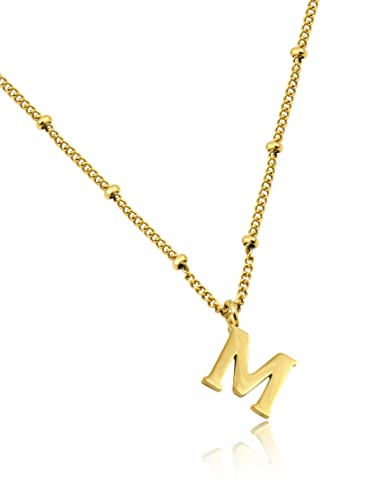 Personalisierte Damen-Halskette mit Wunsch Buchstabe Edelstahl 316L | Tiny Letter Necklace Gold | Initial Kette mit kleinem Buchstaben | A-Z Anhänger Choker | Buchstabenkette Geschenk für Freundin von MY LUXERY