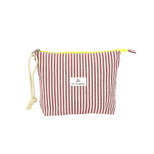 My Wander | Kulturbeutel Damen Stoff | Kosmetiktasche Make-up & Reise Faltbar | Schminktasche mit Wasserdichtem Futter | Fluoreszierender Reißverschluss & Kordelzug | 20x28x6cm von MY WANDER