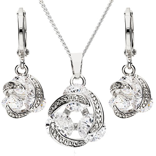 MYA art Damen Kette Ohrringe Set 925 Silber Infinity Anhänger mit Zirkonia Strass Stein Halskette Collier Creolen Hängend Schmuckset MYASIKET-82 MYA art Damen Kette Ohrringe Set 925 Silber Infinity Anhänger mit Zirkonia Strass Stein Halskette Collier Creolen Hängend Schmuckset MYASIKET-82 von MYA Art