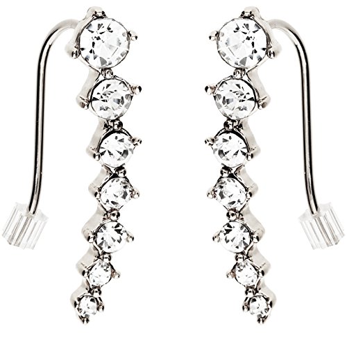 MYA art Damen Ohrklemme Ear Cuff Ohrringe Vergoldet 7 Zirkonia Silber Weiß Klein MYAWGOHR-29 von MYA Art