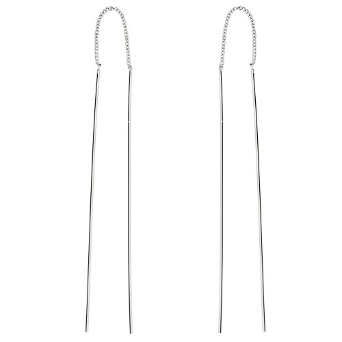 MYA art Damen Ohrringe Durchzieher Hängend 925 Sterling Silber Ketten mit Stäbchen Lange Ohrhänger zum Durchziehen Minimalistisch MYASIOHR-73 von MYA Art