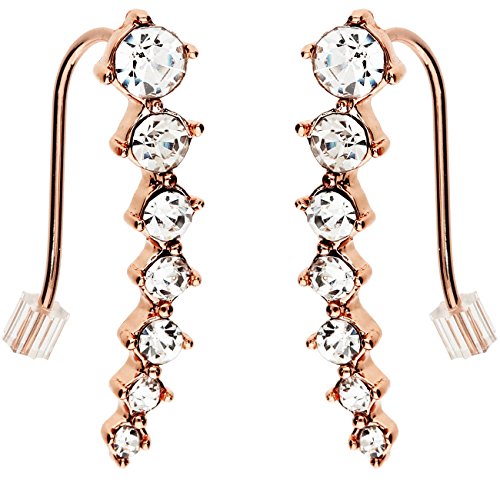 MYA art Damen Ohrringe Ohrklemme Ohrmanschette Ear Cuff Clip 7 Stars mit Zirkonia Steinen Edelstahl Rosegold Vergoldet Weiß Rose Gold MYARGOHR-55 von MYA Art