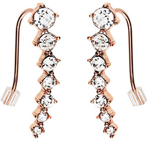 MYA art Damen Ohrringe Ohrklemme Ohrmanschette Ear Cuff Clip 7 Stars mit Zirkonia Steinen Edelstahl Rosegold Vergoldet Weiß Rose Gold MYARGOHR-55 von MYA Art