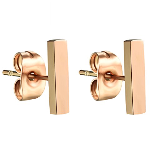 MYA art Premium Damen Titan Ohrringe Stab Ohrstecker Stecker mit Stäbchen Geometrische Formen Rosegold Vergoldet Rose Gold 10mm MYARGOHR-61 von MYA Art
