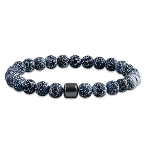 MYA FØRN – Naturstein Armband für Damen und Herren, 8 mm Perlenarmband, Originelles Geschenk für Paare, Jahrestag, Freunde und Geburtstag | Meditationszubehör (Agate) von MYA FØRN