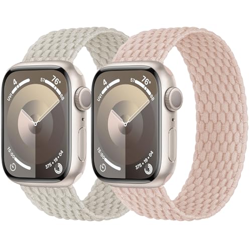 Geflochtenes Solo-Armband für Apple Watch, 40 mm, 41 mm, 38 mm, 44 mm, 45 mm, 42 mm, Ultra/2, 49 mm, für Damen/Herren, dehnbares, elastisches Nylon-Sportarmband, iWatch-Bänder Serie 9/8/7/6, von MYAPULUA
