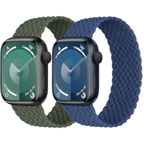 Geflochtenes Solo-Armband für Apple Watch, 40 mm, 41 mm, 38 mm, 44 mm, 45 mm, 42 mm, Ultra/2, 49 mm, für Damen/Herren, dehnbares, elastisches Nylon-Sportarmband, iWatch-Bänder Serie 9/8/7/6, von MYAPULUA