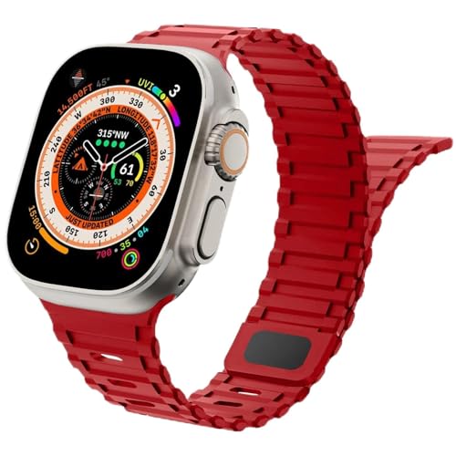 Magnetisches Armband für Apple Watch Ultra/2, 49 mm, 45 mm, 44 mm, 42 mm, iWatch-Armband 41 mm, 40 mm, 38 mm, für Herren und Damen, Sport-Silikon-Armband für Apple Watch Serie 9/8/7/6/5/4/3/SE/2nd 40, von MYAPULUA