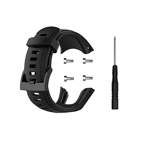 Silikon Armband Kompatibel für Suunto 5,Ersatz Uhrenarmband Sport Wasserdichtes Uhrenarmband für Männer und Frauen,Weich und Langlebig (Schwarz) von MYAYD