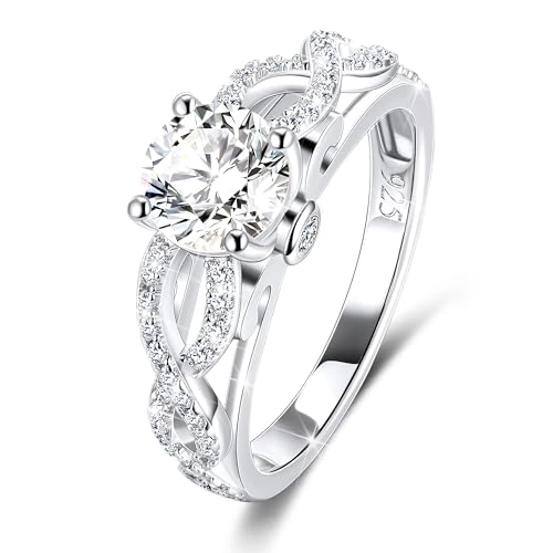 MYBELLNA 1CT Moissanite Ring für Frauen, D-Farbe VVS1 Klarheit Halo Brilliant Runde Schnitt Lab Diamant Ring 925 Sterling Silber mit 18K Weißgold plated Verheißungsringe für Verlobung Hochzeitstag MYBELLNA 1CT Moissanite Ring für Frauen, D-Farbe VVS1 Klarheit Halo Brilliant Runde Schnitt Lab Diamant Ring 925 Sterling Silber mit 18K Weißgold plated Verheißungsringe für Verlobung Hochzeitstag von MYBELLNA