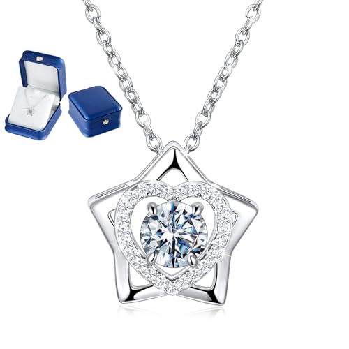 MYBELLNA Moissanite Anhänger Halskette für Frauen S925 Sterling Silber 0.8CT 1CT D Farbe VVS1 Klarheit Brillante Runde Schnitt Labor Diamant Moissanite Herz Halskette für Frauen Geschenk für sie MYBELLNA Moissanite Anhänger Halskette für Frauen S925 Sterling Silber 0.8CT 1CT D Farbe VVS1 Klarheit Brillante Runde Schnitt Labor Diamant Moissanite Herz Halskette für Frauen Geschenk für sie von MYBELLNA