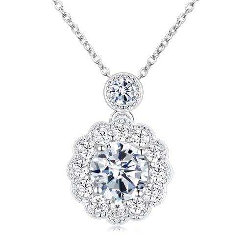 MYBELLNA Moissanite Halskette für Frauen Mom,1ct D Farbe VVS1 Klarheit Halo Brilliant Runde Schnitt Labor Diamant Anhänger Halskette für Frauen Verlobung Hochzeit Muttertag Kette (Necklace-3) MYBELLNA Moissanite Halskette für Frauen Mom,1ct D Farbe VVS1 Klarheit Halo Brilliant Runde Schnitt Labor Diamant Anhänger Halskette für Frauen Verlobung Hochzeit Muttertag Kette (Necklace-3) von MYBELLNA