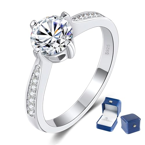 MYBELLNA Moissanite Ring für Frauen, 1ct D Farbe VVS1 Klarheit Brillante Runde Schliff Labor Diamant Ring 18K Weißgold überzogen 925 Sterling Silber Versprechen Ringe für Frauen Verlobung Hochzeit MYBELLNA Moissanite Ring für Frauen, 1ct D Farbe VVS1 Klarheit Brillante Runde Schliff Labor Diamant Ring 18K Weißgold überzogen 925 Sterling Silber Versprechen Ringe für Frauen Verlobung Hochzeit von MYBELLNA