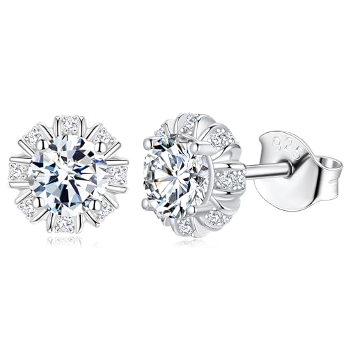 MYBELLNA Moissanite Stud Ohrringe für Frauen, 925 Sterling Silber 2.0ct D Farbe VVS1 Klarheit Brilliant Runde Schnitt Lab erstellt Diamant Ohrringe für Frauen Männer Muttertag Geschenk von MYBELLNA